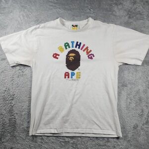 A Bathing Ape Shirt Mens L White Nanoblock Graphic Streetwear Bape Made In Japan